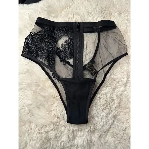 Honey Birdette LISBETH🖤🐉 Black Dragon High Waist Brief XS - Picture 2 of 5